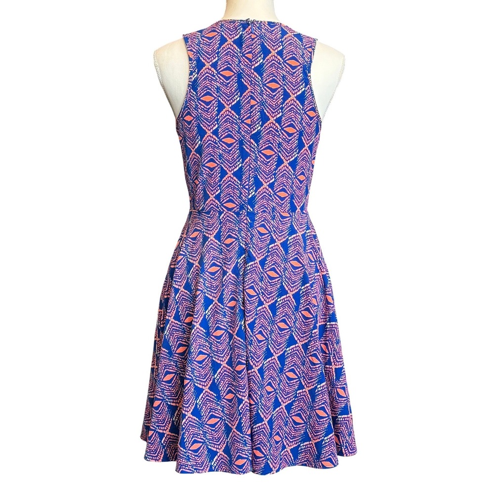 Gianni Bini Fit and Flare Dress Sleeveless Scoop Neck Geometric Lined Skirt - Picture 2 of 10